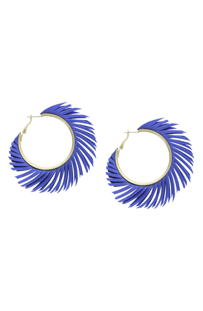Olivia Welles Fringe Hoop Earrings In Blue