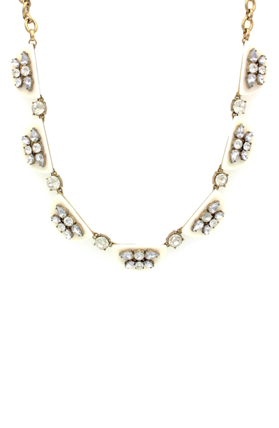 Olivia Welles Embellished Crescent Necklace In White