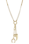Olivia Welles Imitation Pearl Layered Mixed Charm Pendant Necklace In Metallic Gold