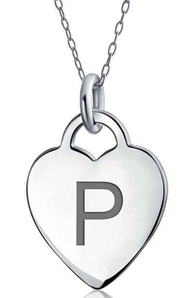 Bling Jewelry Stelring Silver Initial Pendant Necklace In Silver P