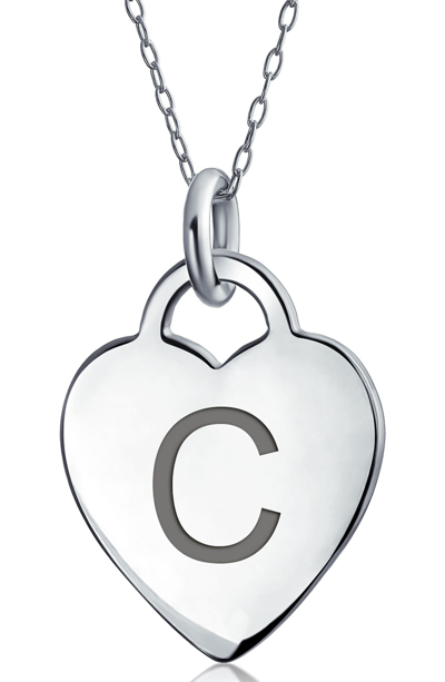 Bling Jewelry Stelring Silver Initial Pendant Necklace In Silver C