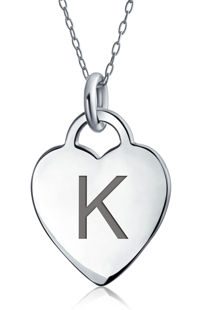 Bling Jewelry Stelring Silver Initial Pendant Necklace In Silver K