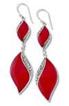 Samuel B. Sterling Silver Coral Freeform Dangle Earrings In Red
