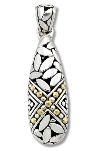 Samuel B. 18k Gold & Sterling Silver Leaf Design Pendant In Silver And Gold