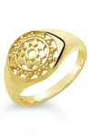 Sterling Forever Sterling Silver Pinwheel Signet Ring In Gold