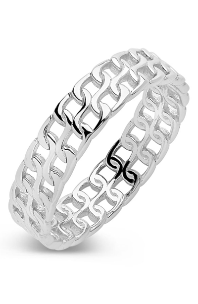 Sterling Forever Sterling Silver Chain Link Ring In Grey