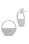 Sterling Forever Medallion Engraved Half Circle Stud Earrings In Silver