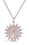 Sterling Forever Sun & Moon Face Pendant Necklace In Rose Gold
