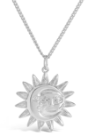 Sterling Forever Sun & Moon Face Pendant Necklace In Silver