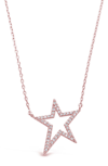 Sterling Forever 14k Rose Gold Plated Sterling Silver Cz Open Star Pendant Necklace In Rose Gold
