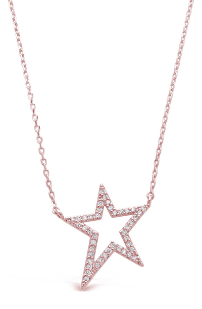 Sterling Forever 14k Rose Gold Plated Sterling Silver Cz Open Star Pendant Necklace