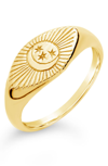 Sterling Forever Starry Nights Signet Ring In Gold