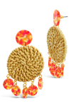 Sterling Forever Woven Straw Medalion Dangle Earrings In Molten