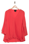 Forgotten Grace Wrap Blouse In Coral