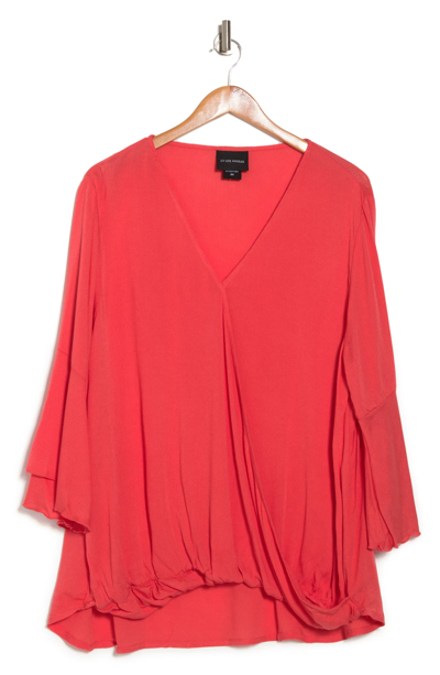 Forgotten Grace Wrap Blouse In Coral