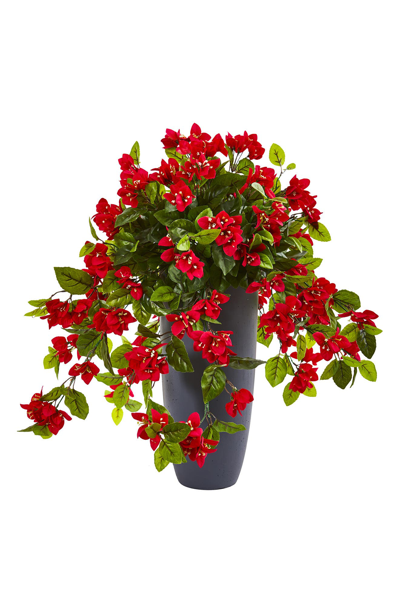 Nearly Natural 26in Bougainvillea Artificial Plant In Planter Uv Resistant  (indoor/outdoor) In Red