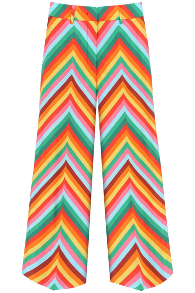 Valentino Multicolour Geometric-motif Cropped Trousers In Multi-colored