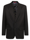 Valentino Single-breasted Virgin Wool-blend Blazer In Black