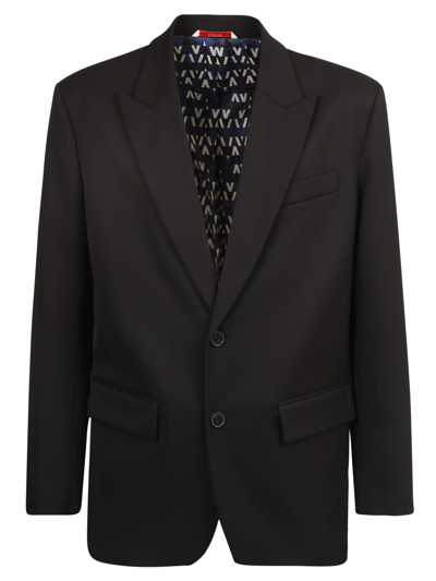 Valentino Single-breasted Virgin Wool-blend Blazer In Nero