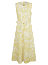 RED VALENTINO BUTTERFLY PRINT SLEEVELESS BELTED DRESS