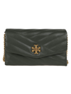 Tory Burch Kira Chevron Quilted Leather Wallet On A Chain In Sycamore/rolled Gold