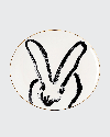 Hunt Slonem Rabbit Run Dinner Plate With Gold Rim - White