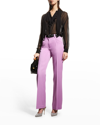 Victoria Beckham Straight-leg Wool Twill Trousers In Lilac