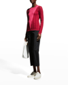 Partow Kira Two-tone Ribbed Cotton-blend Sweater In Mulb/vivid Pink C