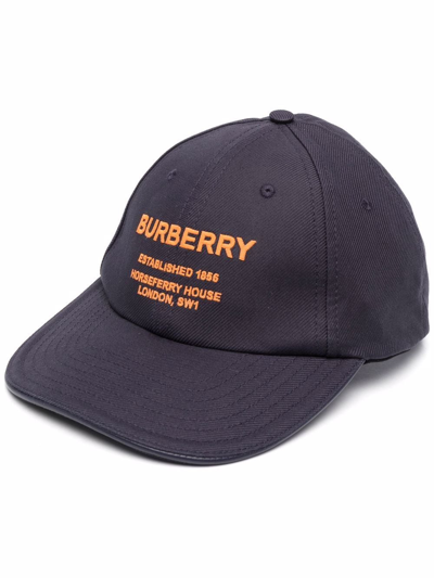 Burberry Berretto Da Baseball Horseferry In Blue