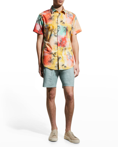 Rodd & Gunn Bay Of Many Coves Short Sleeve Cotton Button-up Shirt In Mimosa