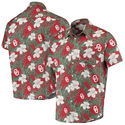 Foco Men's Crimson Oklahoma Sooners Floral Button-up Shirt