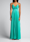 A.l.c Aries Pleated Open Back Dress In Viridian