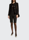 Saint Laurent Tweed Diamond Pocket Short Jacket In Nero