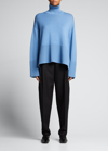 Totême Ribbed Wool And Organic Cotton-blend Turtleneck Sweater In Bolt Blue 403