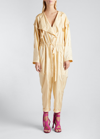 Isabel Marant Lympia Tapered-leg Ankle Silk Taffeta Jumpsuit In Light Yellow