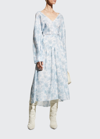 Vince Dahlia Long-sleeve Double V-neck Dress In Off White