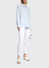 Lafayette 148 Scottie Concealed Placket Blouse In Blue Mist