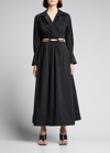 Simkhai Alex Pleated Poplin Cut-out Maxi Shirtdress In Black