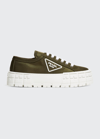 Prada Double Wheel Platform Sneaker In Militare