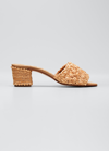 Carrie Forbes Abdel Woven Raffia Block-heel Sandals In Gold