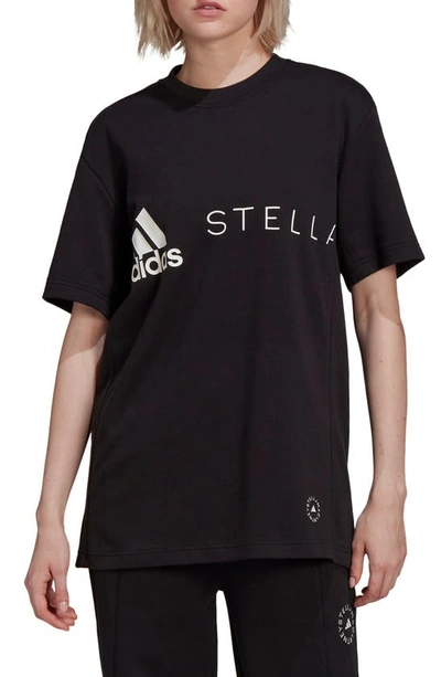 Adidas By Stella Mccartney Logo-print Short-sleeved T-shirt In Black