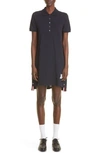 Thom Browne Appliquéd Grosgrain-trimmed Cotton-piqué Mini Dress In Navy