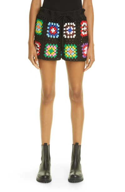 Monse Crochet Granny Square Shorts In Black