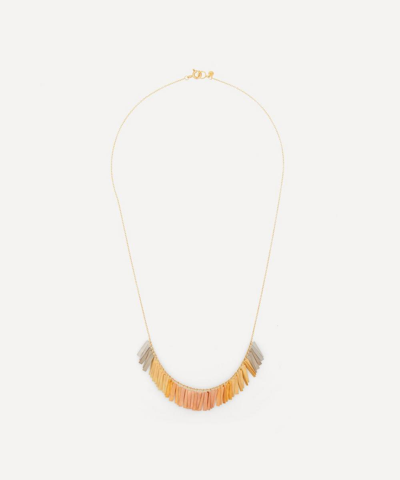 Sia Taylor 18ct-24ct Rainbow Gold Sunset Fringe Arc Necklace