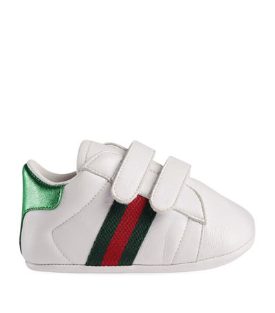 Gucci Kids Leather Ace Sneakers In White