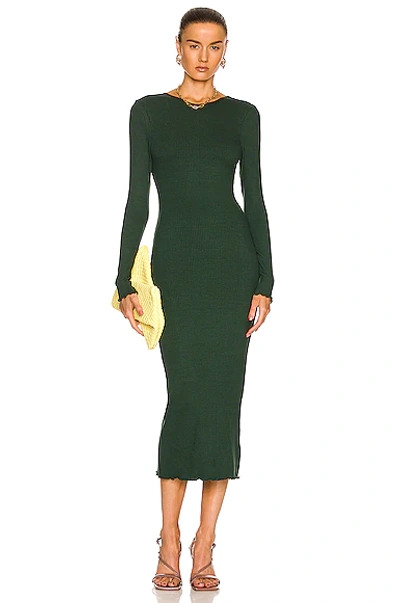 The Range Alloy Ripple Ribbed Stretch-jersey Midi Dress In Emerald