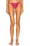Saint Laurent Monogram-print High-rise Mesh Briefs In Fuchsia & Rouge
