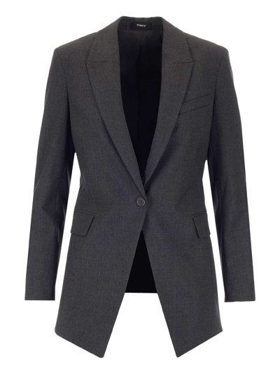 Theory Etiennette Blazer In Good Wool In Grey