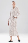 Natori Plush Velour Leopard Wrap Robe With Pockets + Tie In Silver Pearl