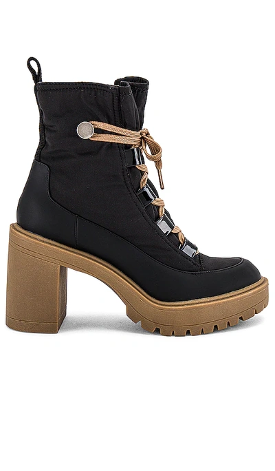 Dolce Vita Celida Lace-up Lug Sole Hiker Booties Women's Shoes In Black Nylon